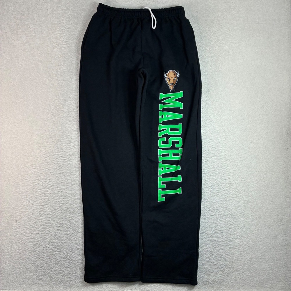Marshall University Baggy Sweatpants Men L Black Fleece Drawstring Gildan Y2K